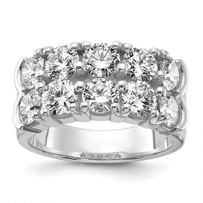 14K Weißgold Zehn-Stein-Ring mit doppelter Reihe, 3,375 ct. im Labor gezüchteten Diamanten VS/SI+ G+