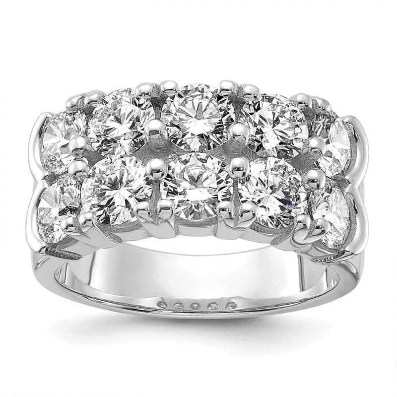 14K Weißgold Zehn-Stein-Ring mit doppelter Reihe, 3,375 ct. im Labor gezüchteten Diamanten VS/SI+ G+