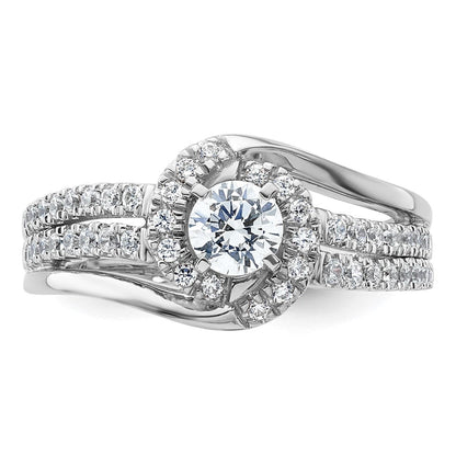 14K Weißgold Verlobungsring mit 0,75 ct. rund geschliffenen, im Labor gezüchteten Diamanten, VS/SI+ G+