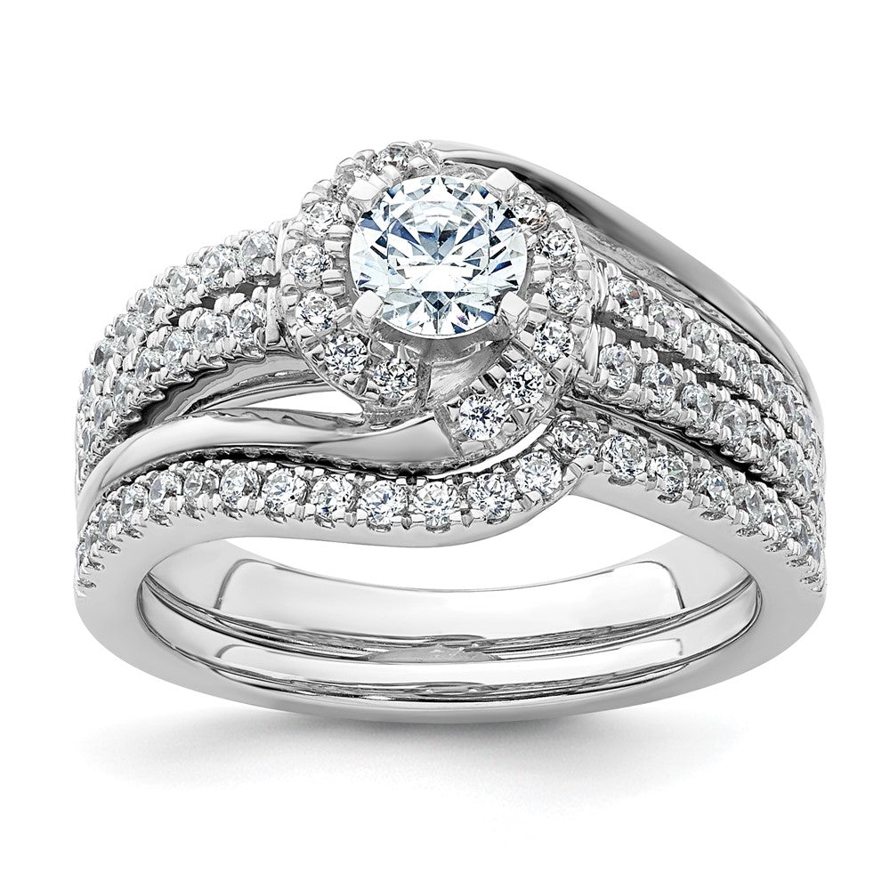 14K Weißgold Verlobungsring mit 0,75 ct. rund geschliffenen, im Labor gezüchteten Diamanten, VS/SI+ G+