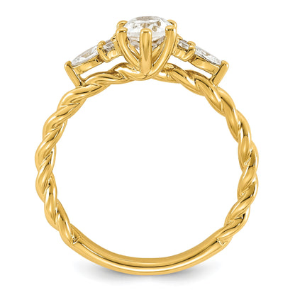 14K Gelbgold Ring mit Diamant und 7x5 ovalem April/Topas, Größe 7, gedreht