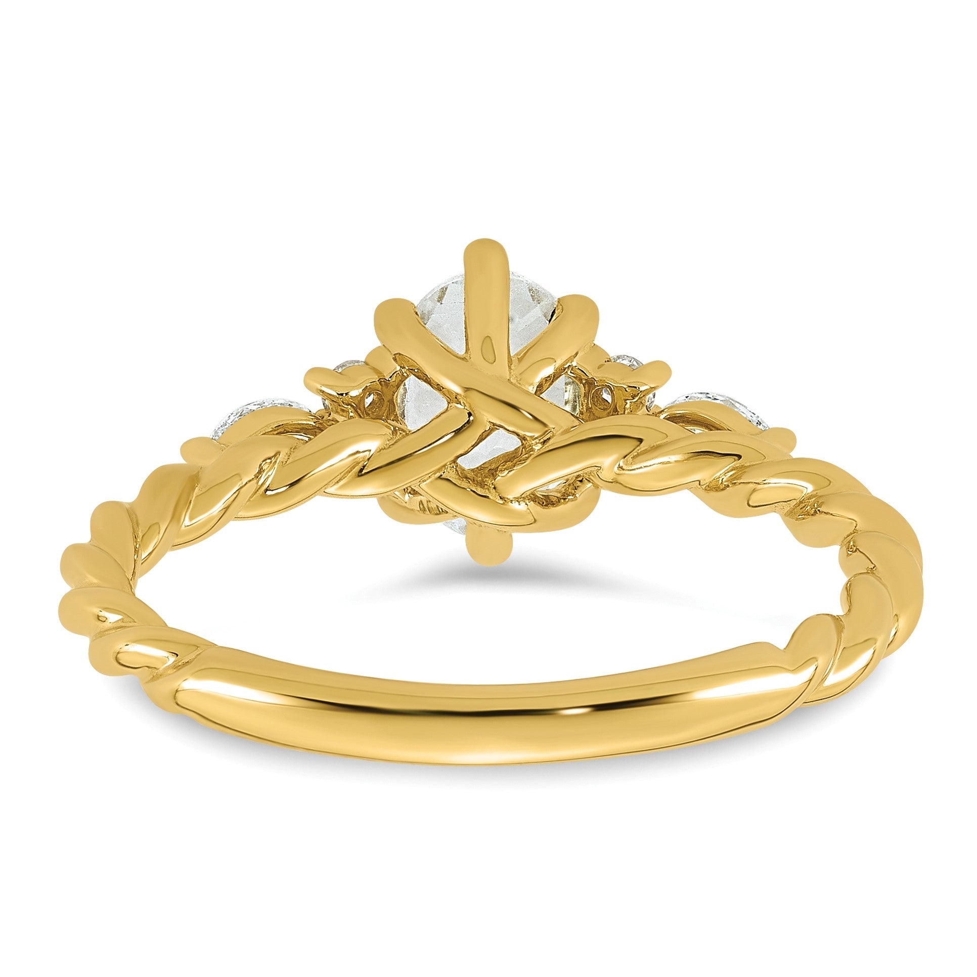 14K Gelbgold Ring mit Diamant und 7x5 ovalem April/Topas, Größe 7, gedreht