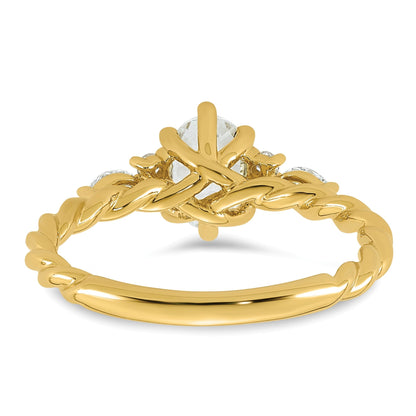 14K Gelbgold Ring mit Diamant und 7x5 ovalem April/Topas, Größe 7, gedreht