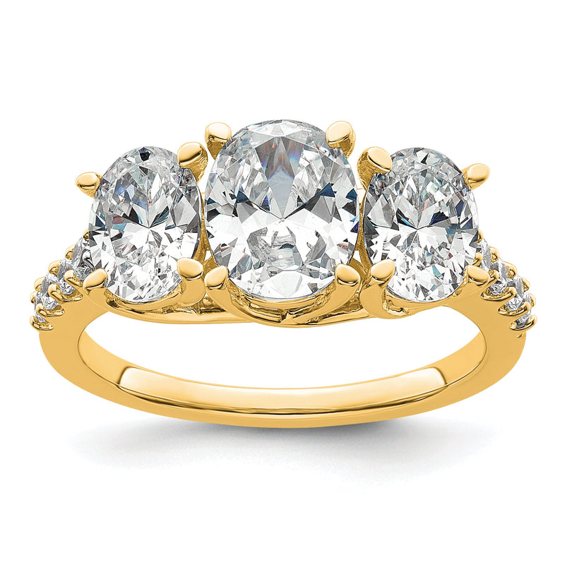 14K Gelbgold 3 Stein Oval Zertifiziert Im Labor Gezüchtet Vs Def Diamant Komplett Verlobung Ri