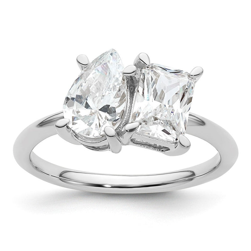 14K Weißgold Wg Zertifiziert Im Labor Gezüchtet Vs/si Fgh Diamant Tropfen/radiant Zwei Stein Komplett Ri (size 7 Nur)