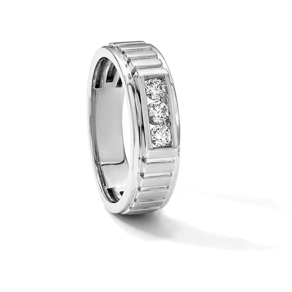 14K Weißgold Herren-Ring mit im Labor gezüchteten Diamanten, VS/SI+ G+