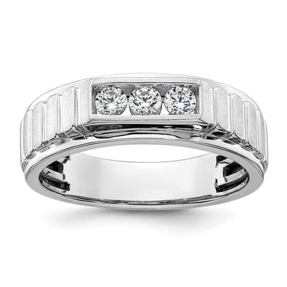 14K Weißgold Herren-Ring mit im Labor gezüchteten Diamanten, VS/SI+ G+