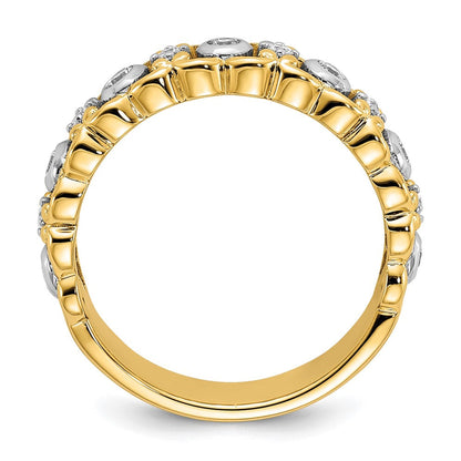 14K Gelbgold Zweifarbig Ehering mit 0,25 ct. Labor-gezüchteten Diamanten VS/SI+ G+