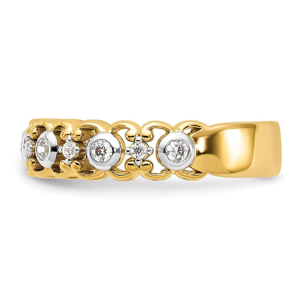 14K Gelbgold Zweifarbig Ehering mit 0,25 ct. Labor-gezüchteten Diamanten VS/SI+ G+