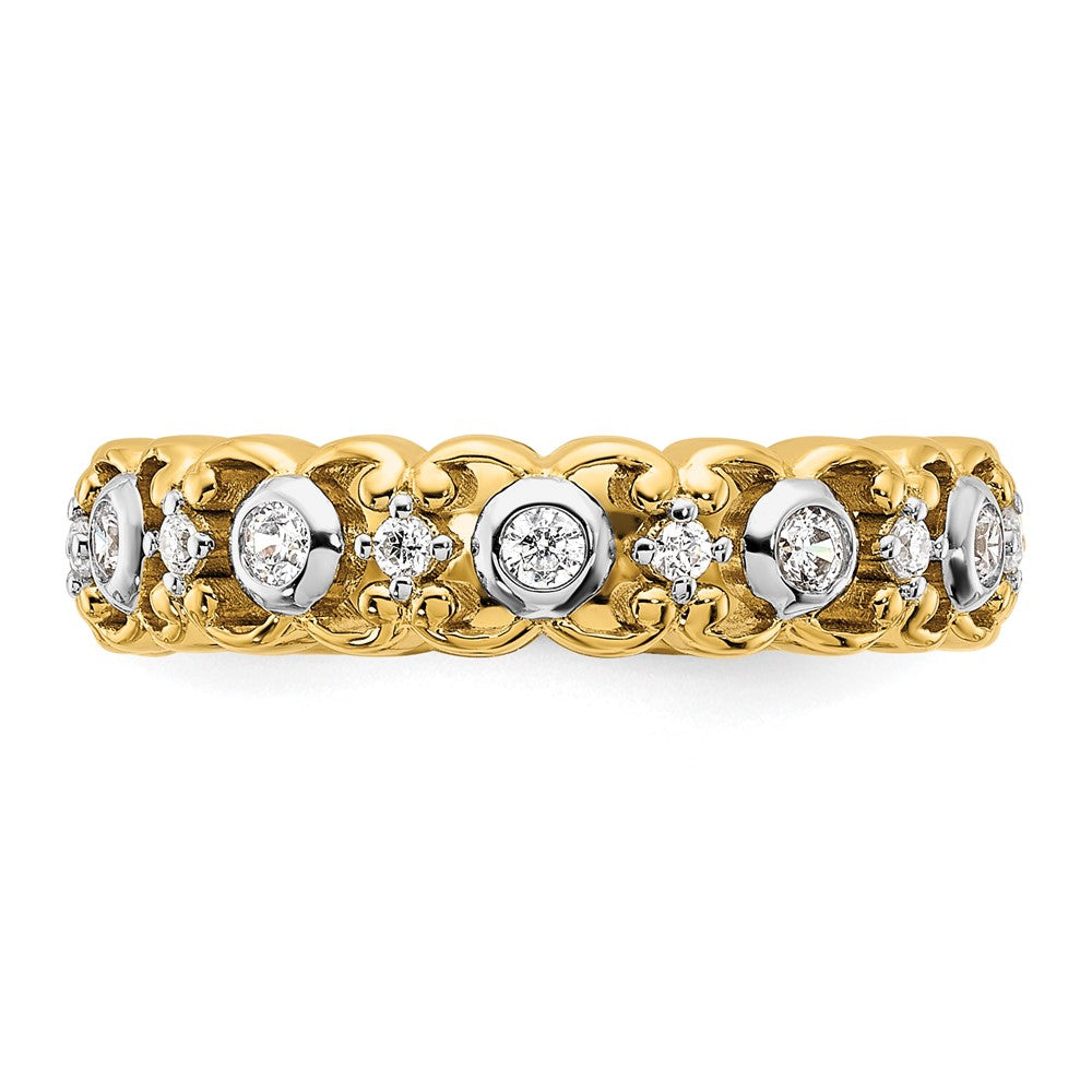 14K Gelbgold Zweifarbig Ehering mit 0,25 ct. Labor-gezüchteten Diamanten VS/SI+ G+