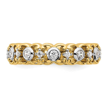 14K Gelbgold Zweifarbig Ehering mit 0,25 ct. Labor-gezüchteten Diamanten VS/SI+ G+