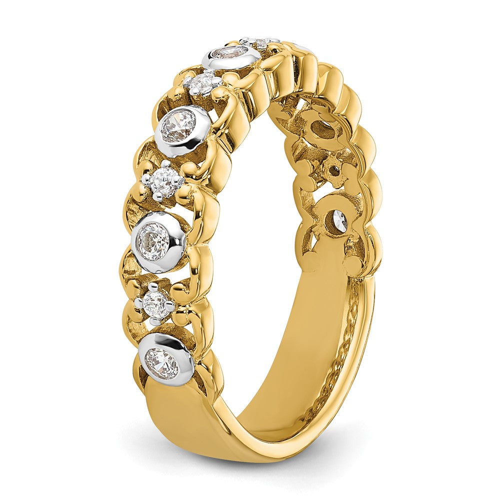 14K Gelbgold Zweifarbig Ehering mit 0,25 ct. Labor-gezüchteten Diamanten VS/SI+ G+