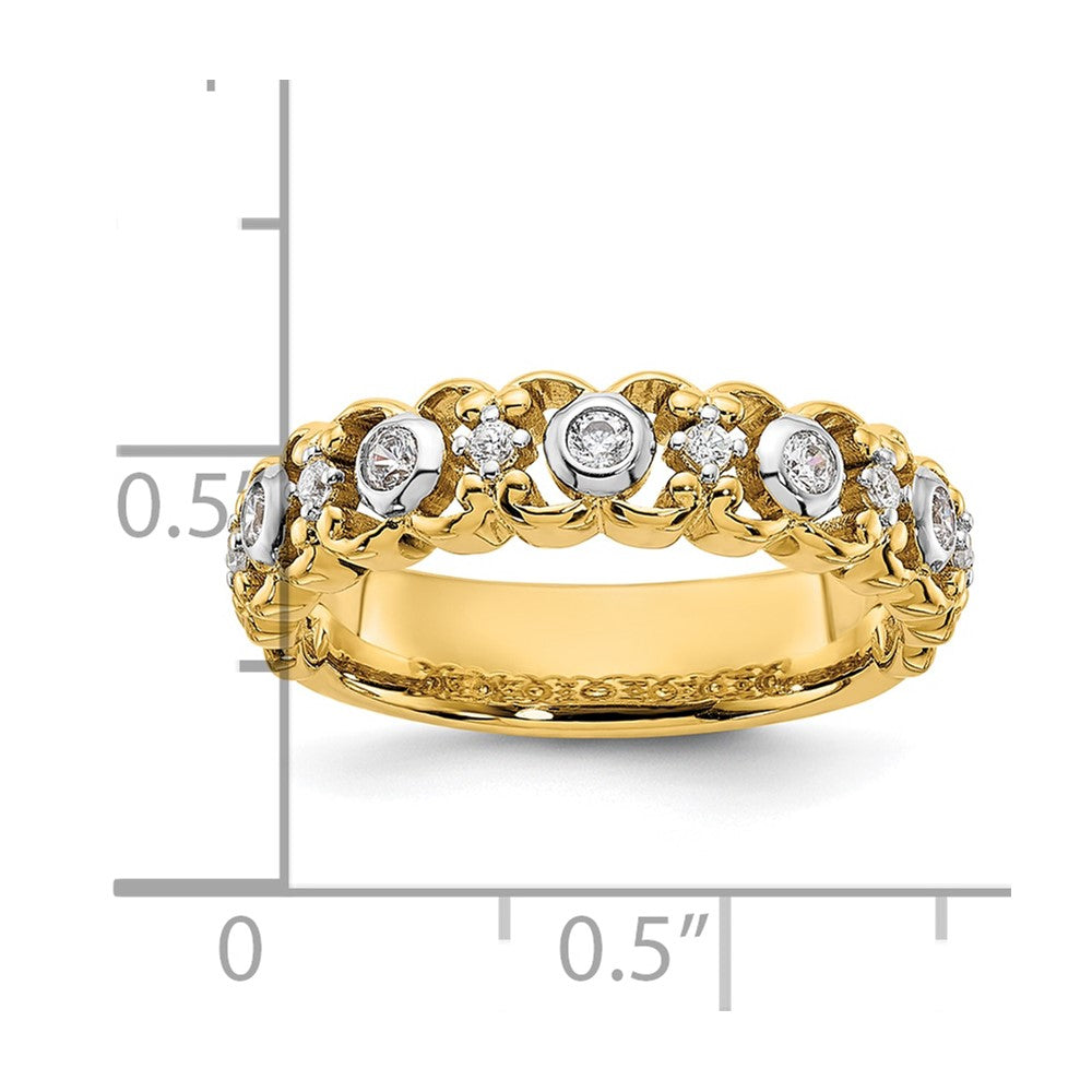 14K Gelbgold Zweifarbig Ehering mit 0,25 ct. Labor-gezüchteten Diamanten VS/SI+ G+