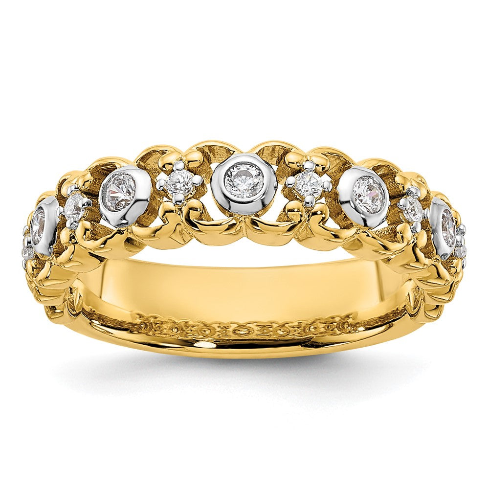 14K Gelbgold Zweifarbig Ehering mit 0,25 ct. Labor-gezüchteten Diamanten VS/SI+ G+