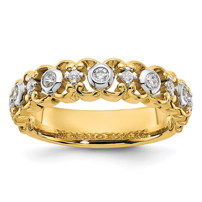14K Gelbgold Zweifarbig Ehering mit 0,25 ct. Labor-gezüchteten Diamanten VS/SI+ G+