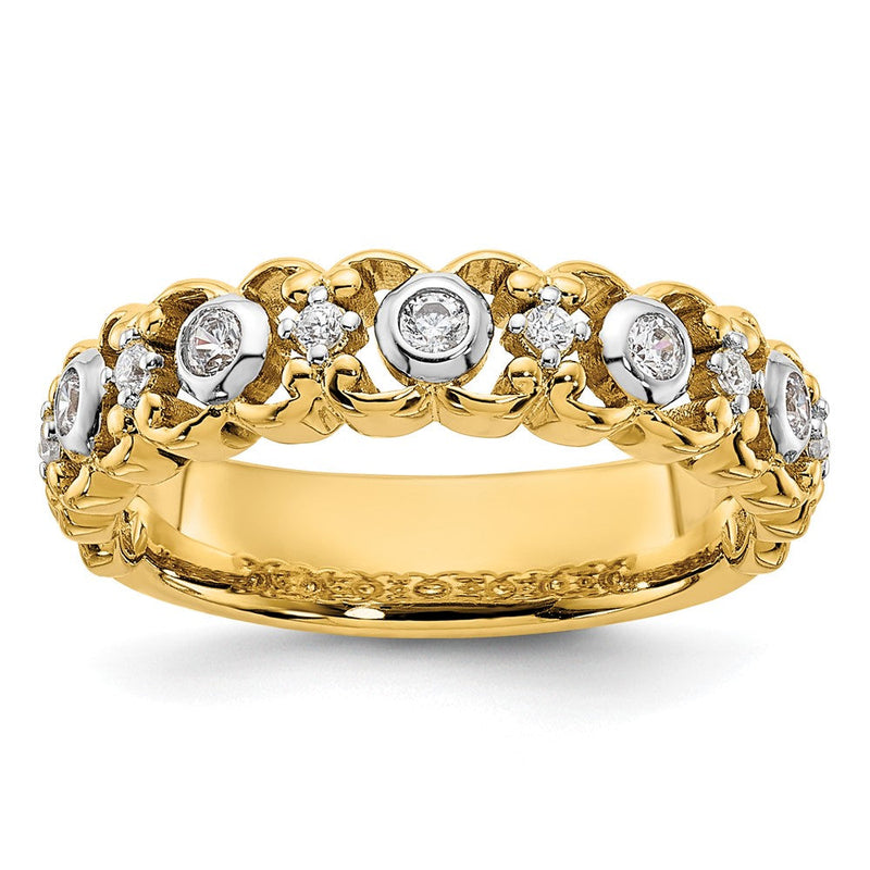 14K Gelbgold Zweifarbig Ehering mit 0,25 ct. Labor-gezüchteten Diamanten VS/SI+ G+