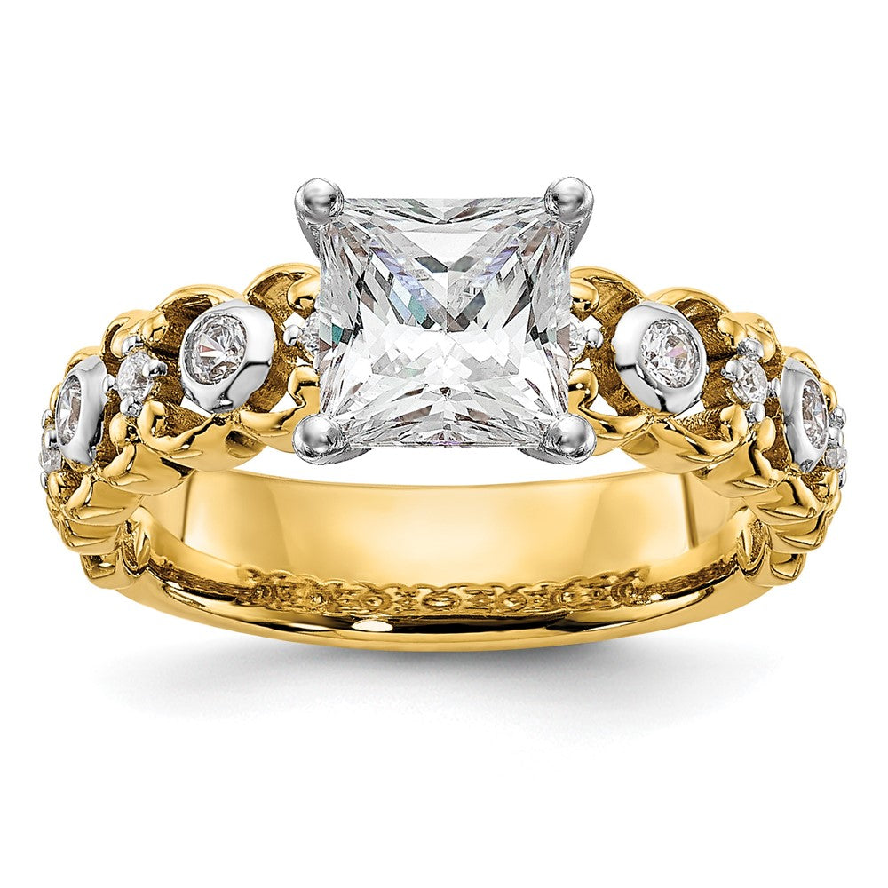 14K Gelbgold Zweifarbig 0,2 ct. Labor gezüchteter Diamant VS/SI+ G+ Krappenfassung Verlobungsring
