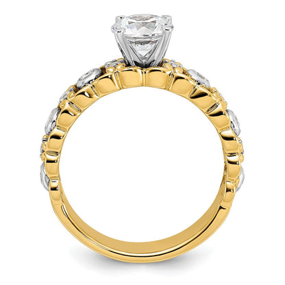 14K Gelbgold Zweifarbig 0,2 ct. Labor gezüchteter Diamant VS/SI+ G+ Krappenfassung Verlobungsring