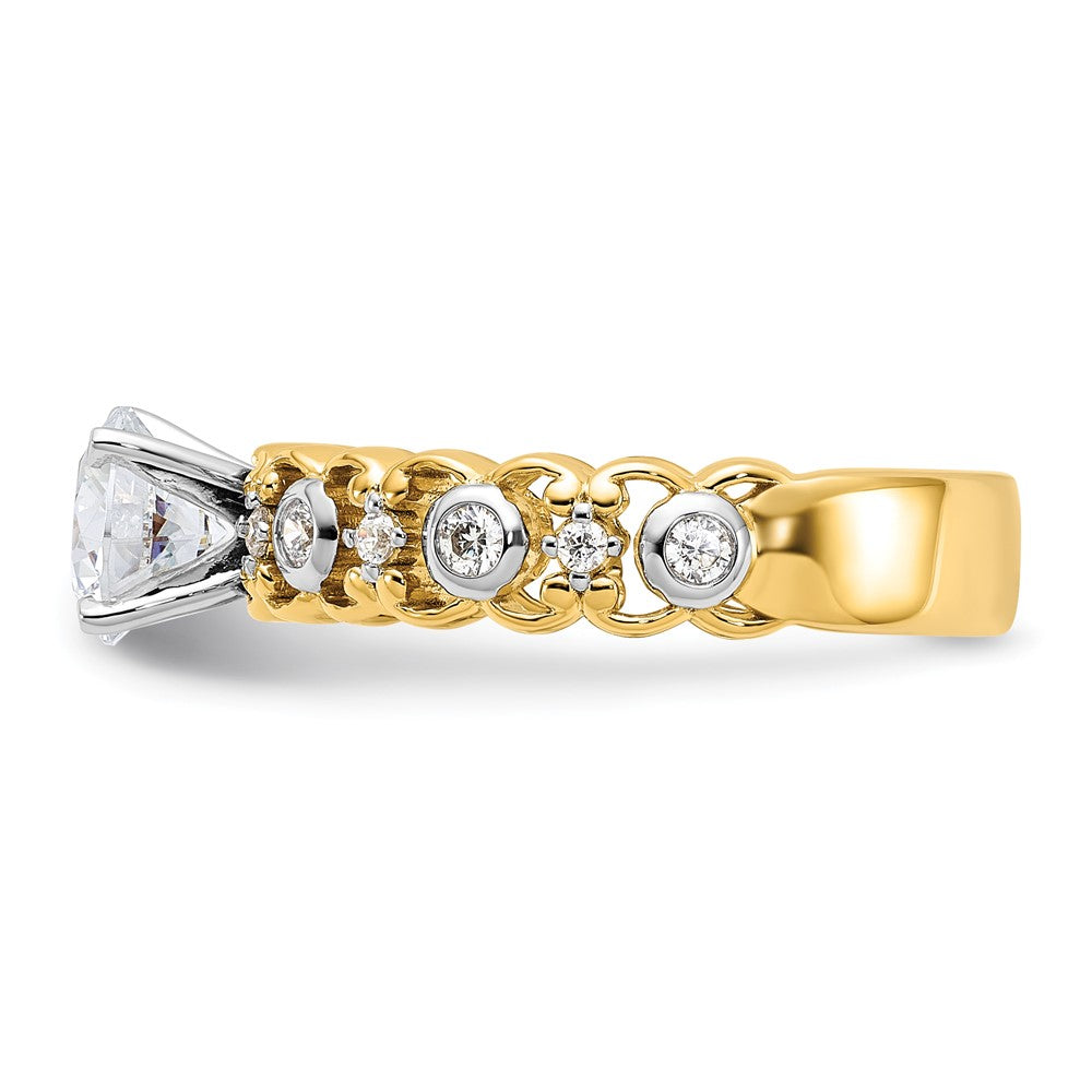 14K Gelbgold Zweifarbig 0,2 ct. Labor gezüchteter Diamant VS/SI+ G+ Krappenfassung Verlobungsring