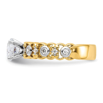 14K Gelbgold Zweifarbig 0,2 ct. Labor gezüchteter Diamant VS/SI+ G+ Krappenfassung Verlobungsring