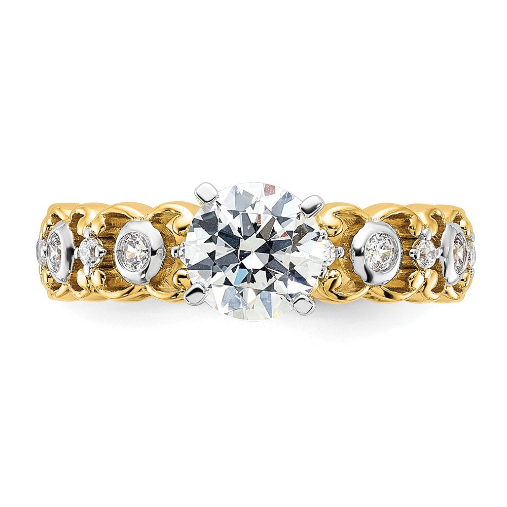 14K Gelbgold Zweifarbig 0,2 ct. Labor gezüchteter Diamant VS/SI+ G+ Krappenfassung Verlobungsring