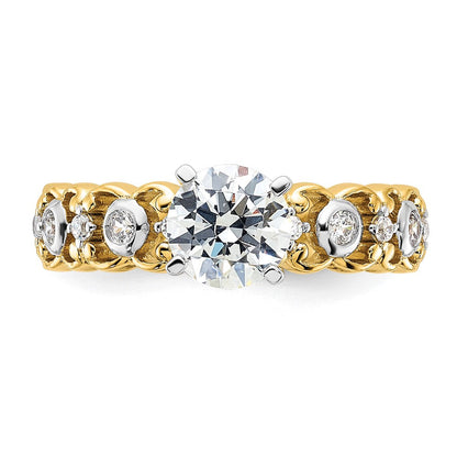 14K Gelbgold Zweifarbig 0,2 ct. Labor gezüchteter Diamant VS/SI+ G+ Krappenfassung Verlobungsring