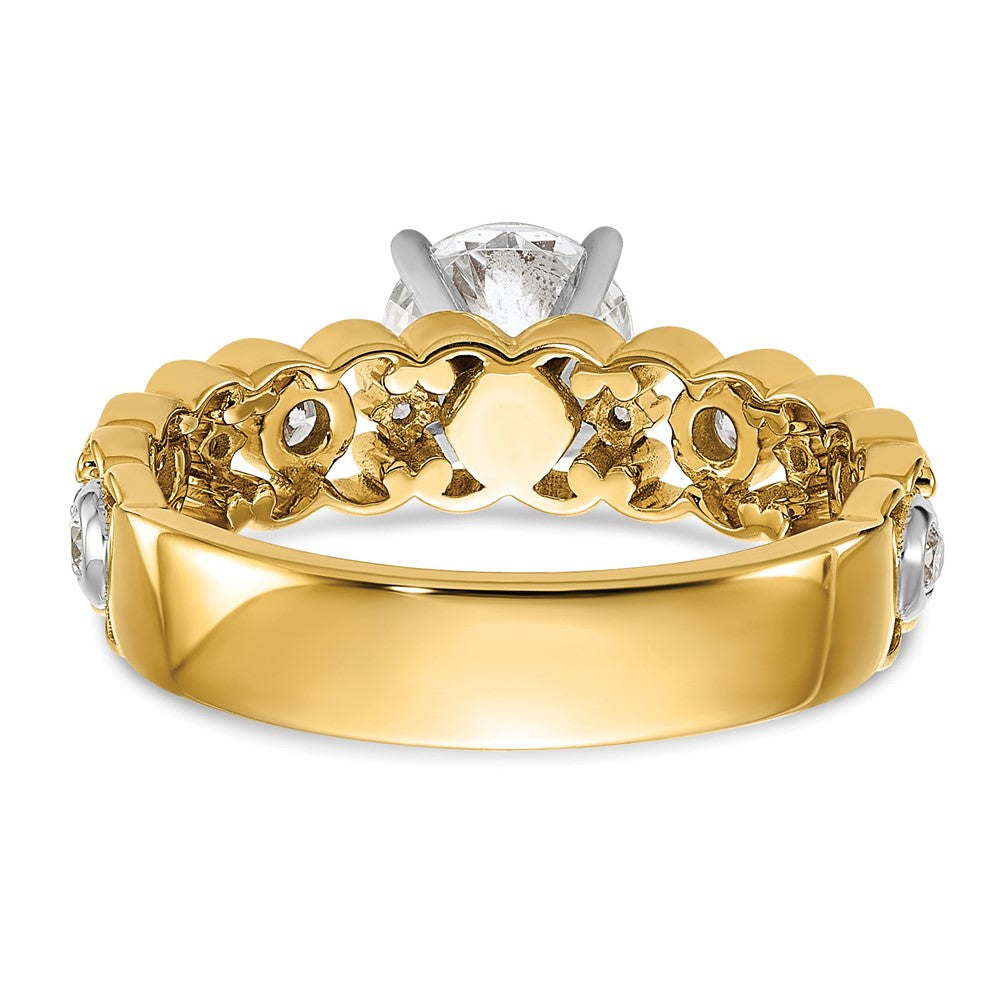 14K Gelbgold Zweifarbig 0,2 ct. Labor gezüchteter Diamant VS/SI+ G+ Krappenfassung Verlobungsring