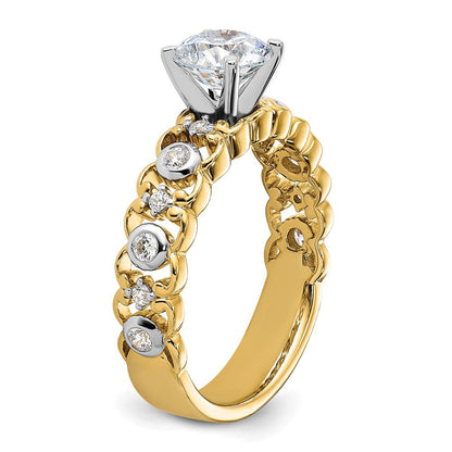 14K Gelbgold Zweifarbig 0,2 ct. Labor gezüchteter Diamant VS/SI+ G+ Krappenfassung Verlobungsring