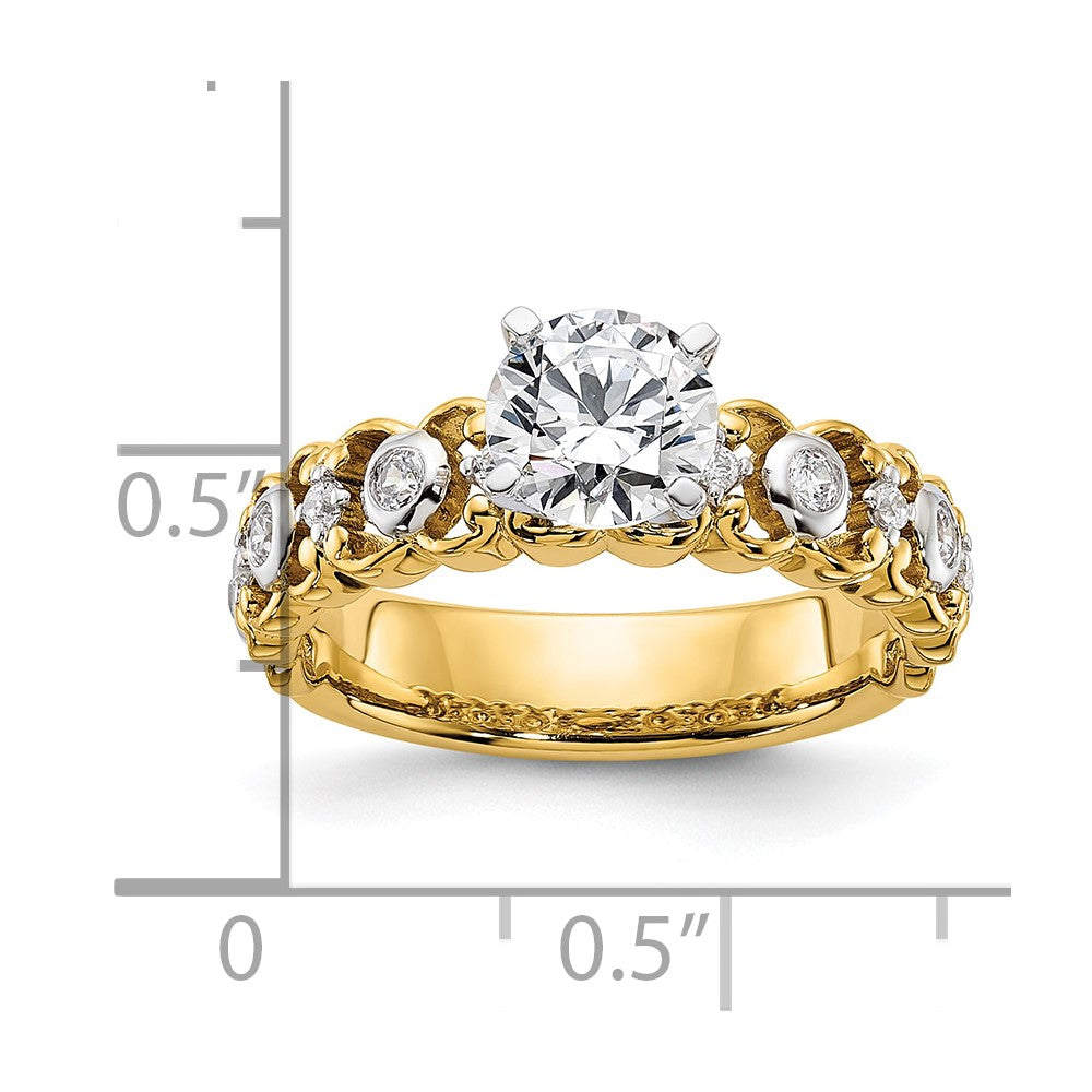 14K Gelbgold Zweifarbig 0,2 ct. Labor gezüchteter Diamant VS/SI+ G+ Krappenfassung Verlobungsring