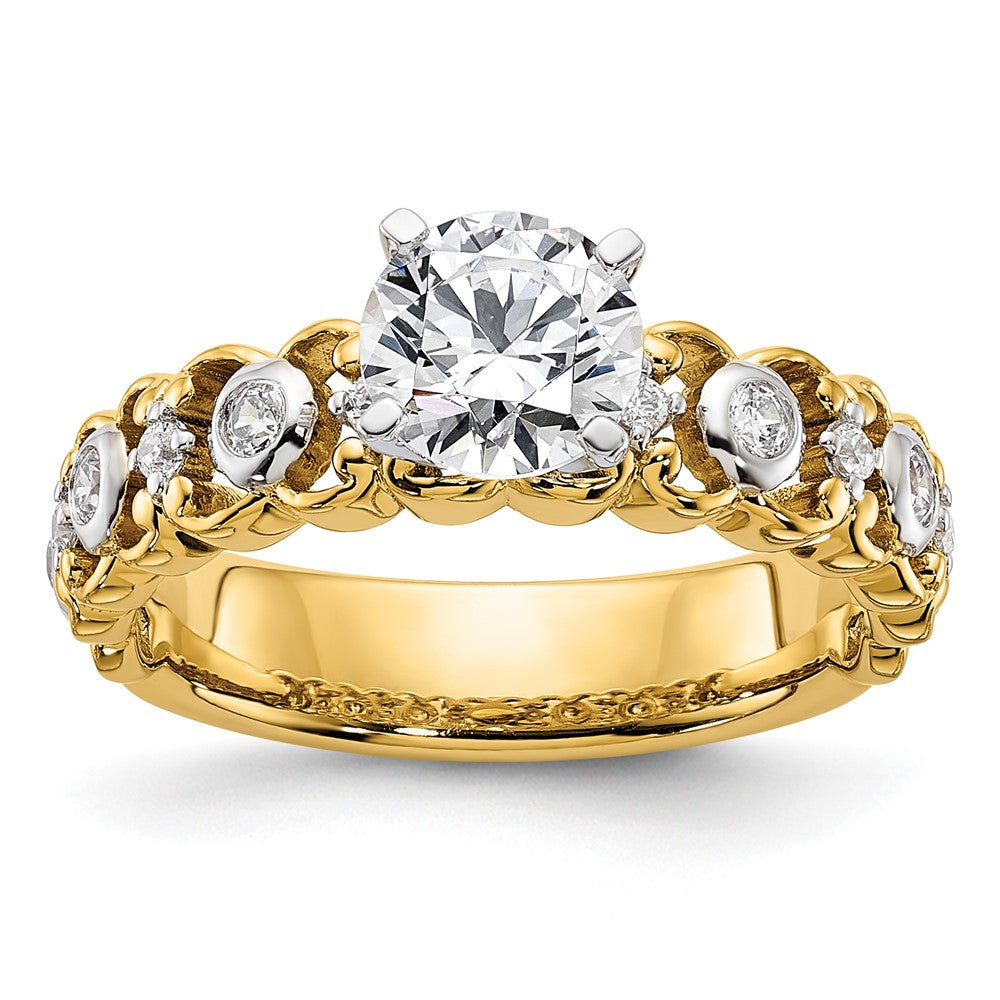 14K Gelbgold Zweifarbig 0,2 ct. Labor gezüchteter Diamant VS/SI+ G+ Krappenfassung Verlobungsring