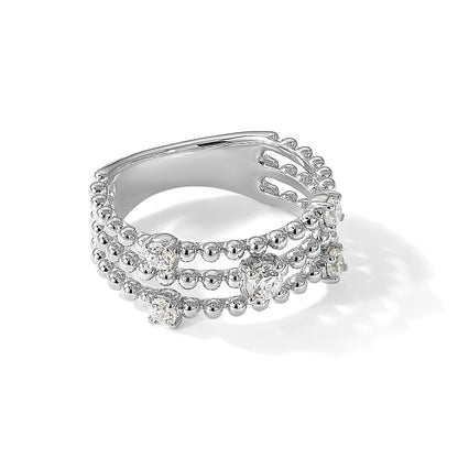 14K Weißgold True Origin 3/8 Karat Im Labor Gezüchtet Diamant Vs D E F Dreifach Ring