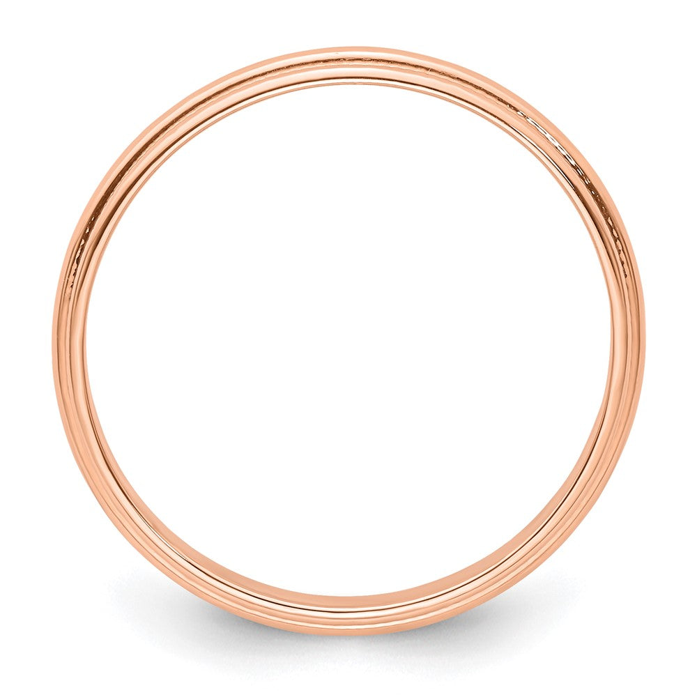14K Roségold 3 mm leichter Ehering mit Milgrain, halbrund