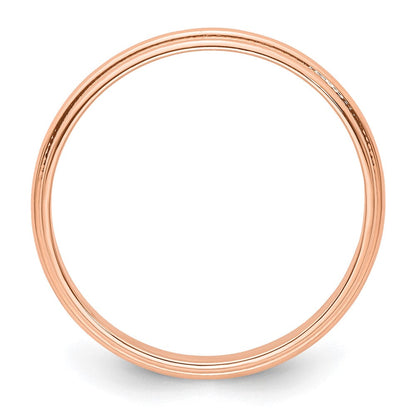 14K Roségold 3 mm leichter Ehering mit Milgrain, halbrund