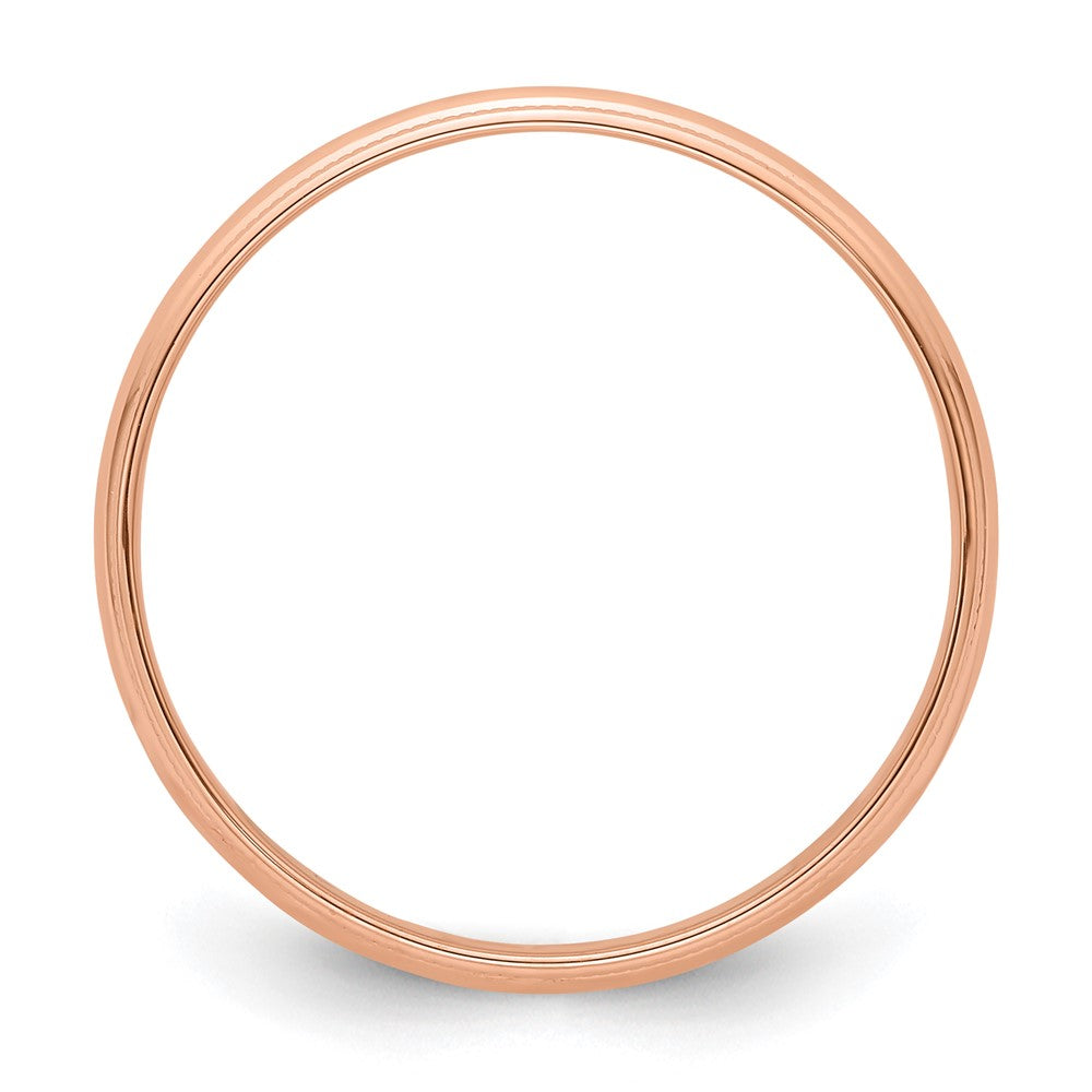 14K Roségold 4 mm leichter Ehering, halbrund mit Milgrain