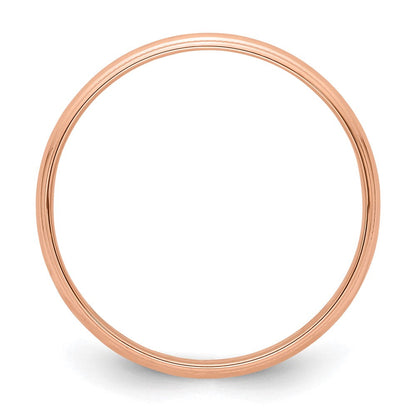 14K Roségold 4 mm leichter Ehering, halbrund mit Milgrain