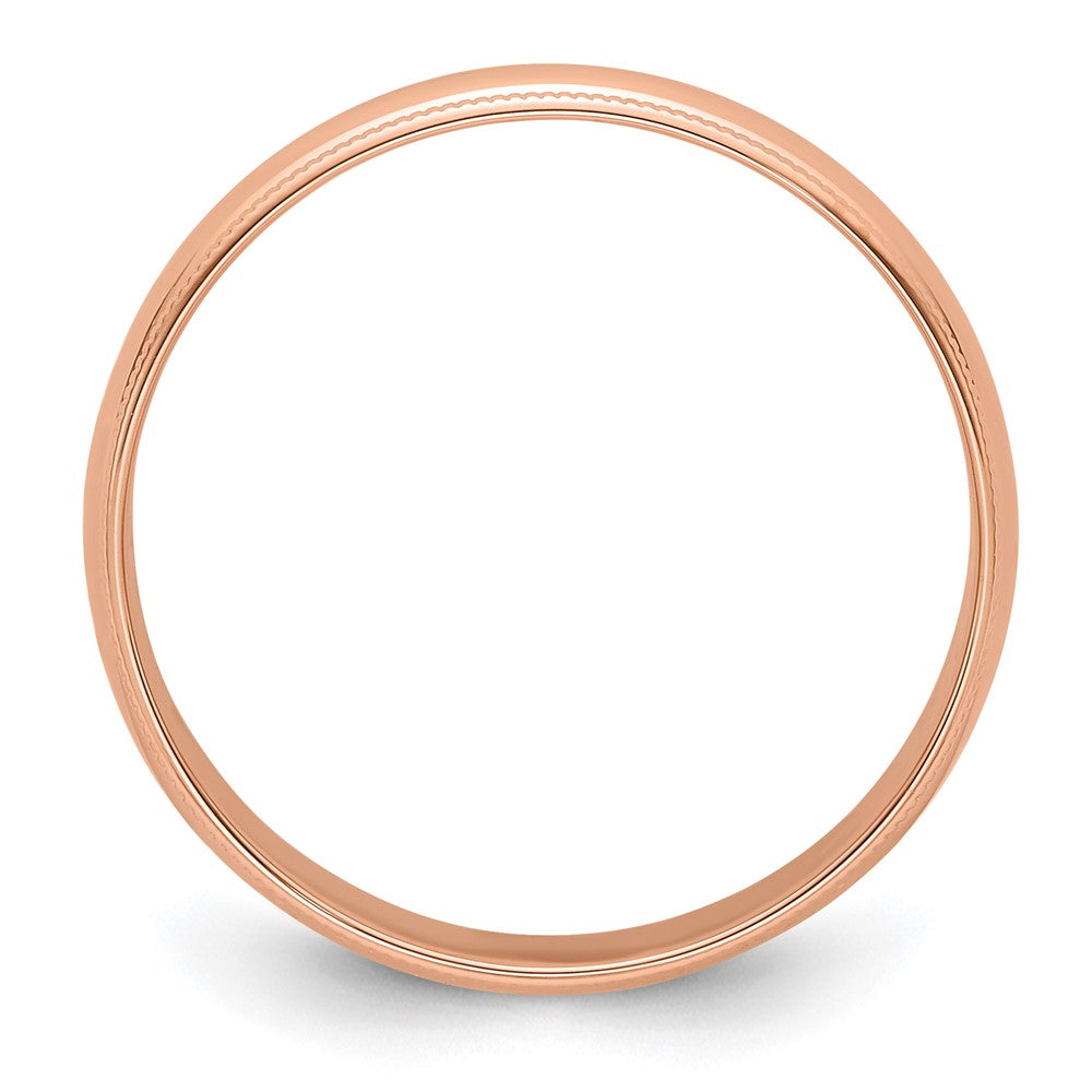 14k Roségold 5 mm leichter Ehering mit Milgrain, halbrund