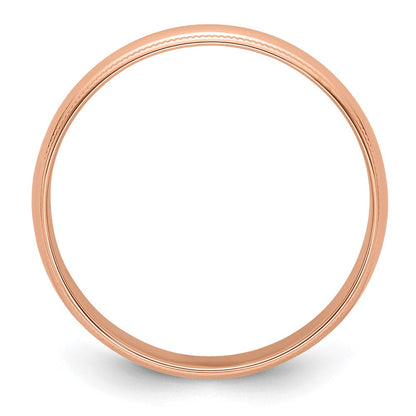 14k Roségold 5 mm leichter Ehering mit Milgrain, halbrund
