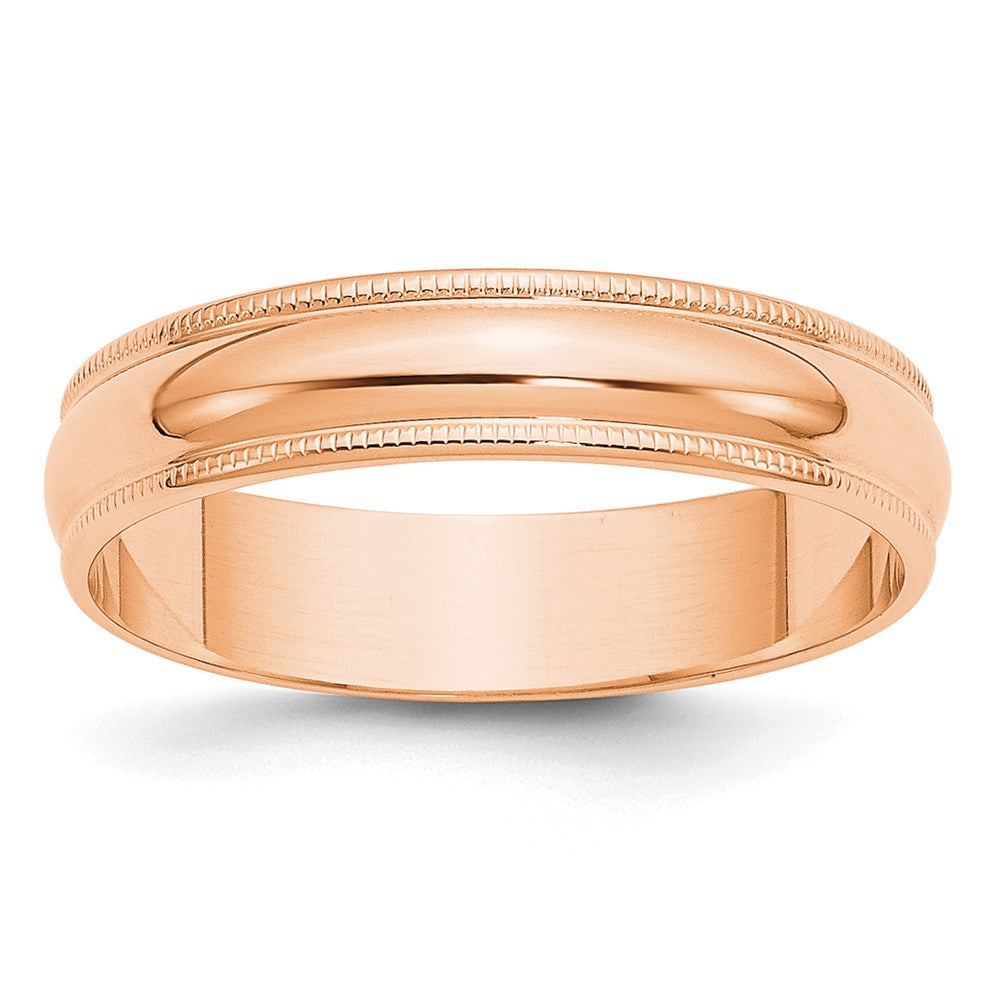 14k Roségold 5 mm leichter Ehering mit Milgrain, halbrund