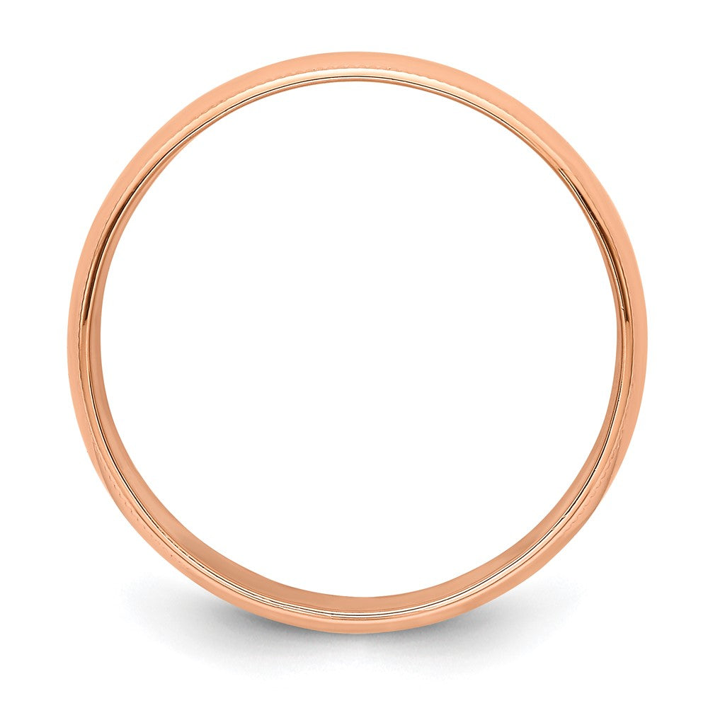 14K Roségold 6 mm leichter Ehering, halbrund mit Milgrain