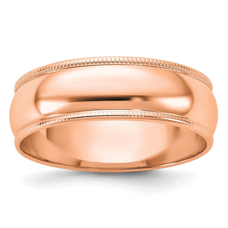 18K Roségold 6mm Leicht Milgrain Halb Rund Ehering Ring