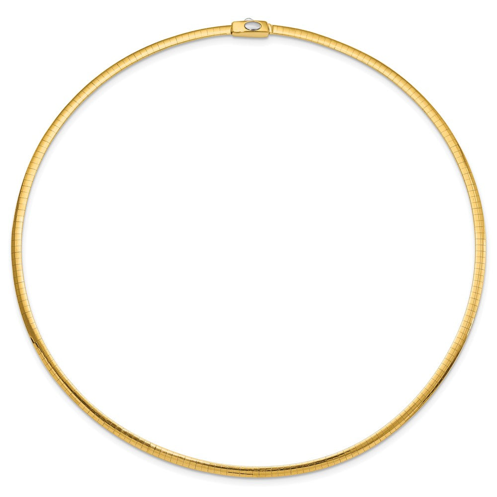 14K Bicolor 3mm Wendbar Weiß & Gelb Gewölbt Omega Halskette