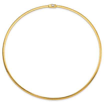 14K Bicolor 3mm Wendbar Weiß & Gelb Gewölbt Omega Halskette
