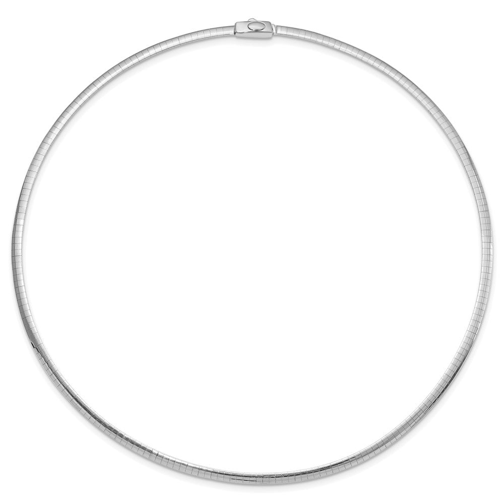 14K Bicolor 3mm Wendbar Weiß & Gelb Gewölbt Omega Halskette