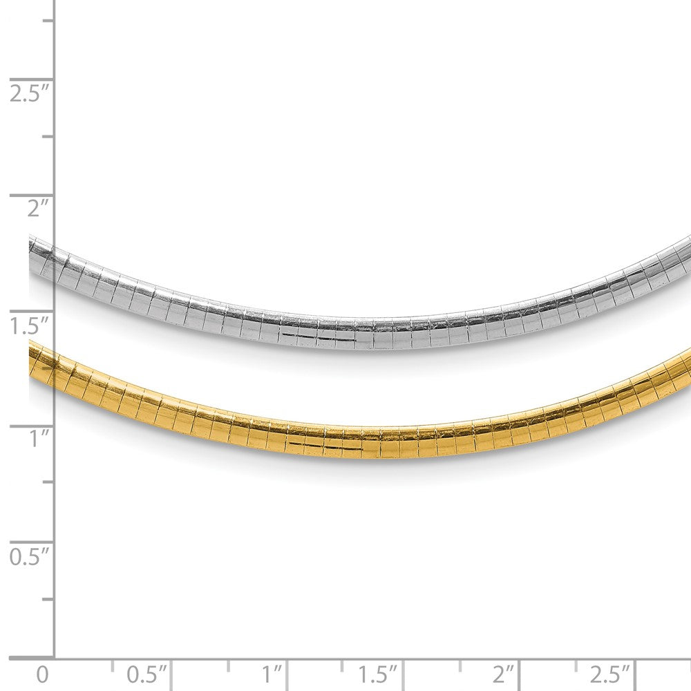 14K Bicolor 3mm Wendbar Weiß & Gelb Gewölbt Omega Halskette