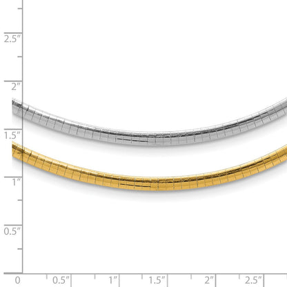14K Bicolor 3mm Wendbar Weiß & Gelb Gewölbt Omega Halskette