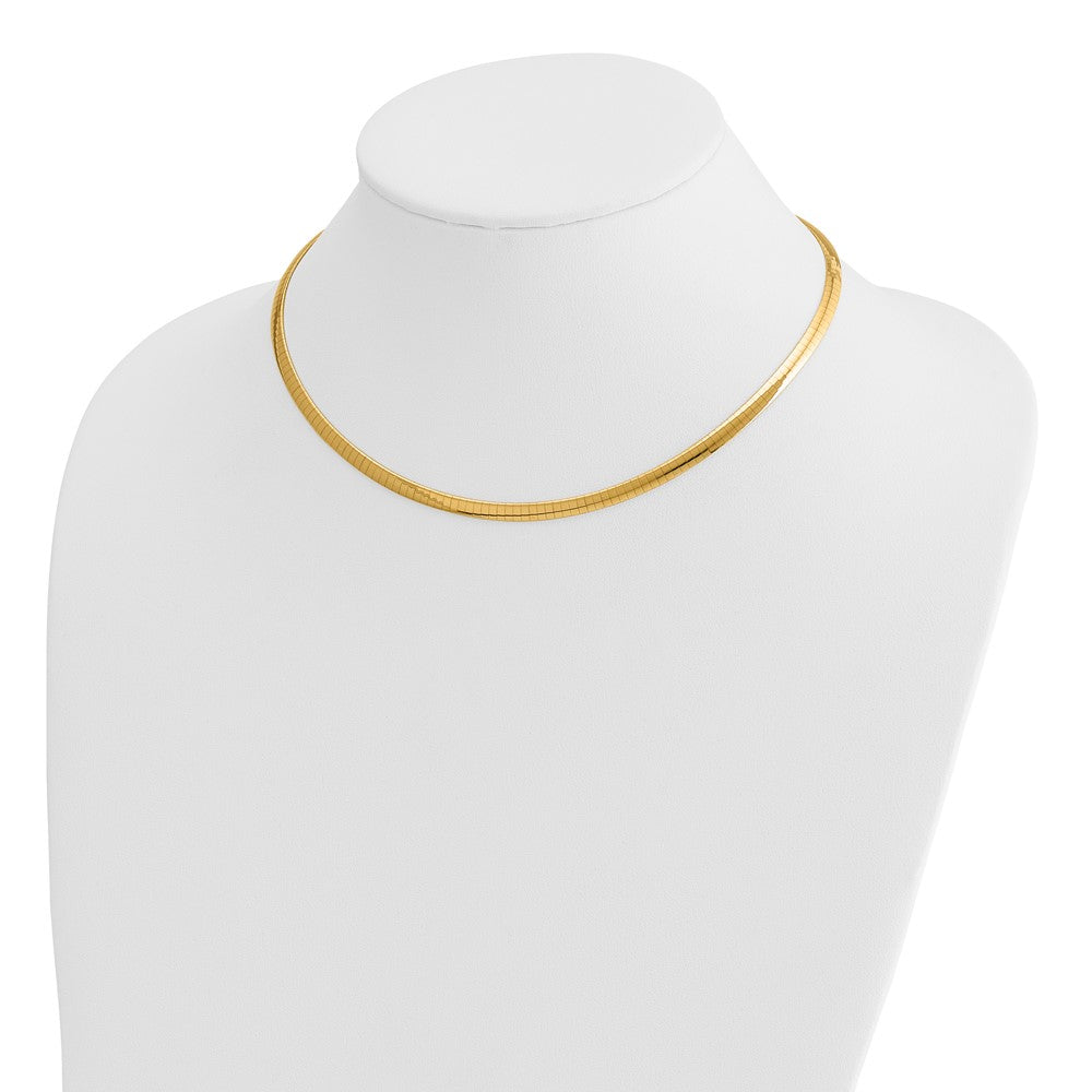 14K Bicolor 4mm Wendbar Weiß & Gelb Gewölbt Omega Halskette