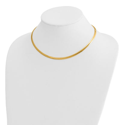 14K Bicolor 4mm Wendbar Weiß & Gelb Gewölbt Omega Halskette