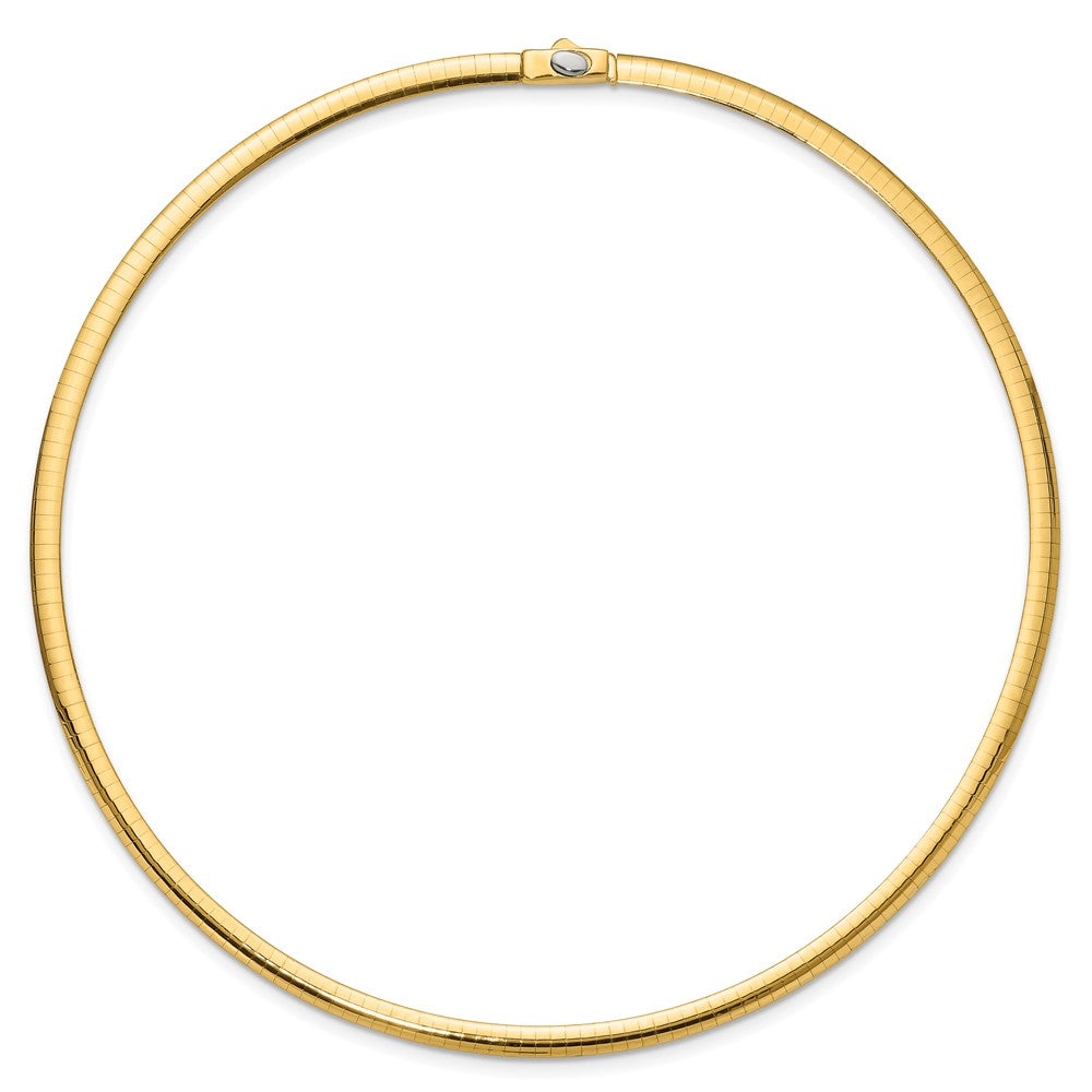 14K Bicolor 4mm Wendbar Weiß & Gelb Gewölbt Omega Halskette