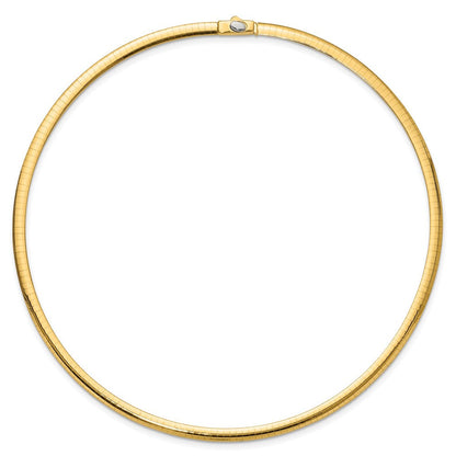 14K Bicolor 4mm Wendbar Weiß & Gelb Gewölbt Omega Halskette