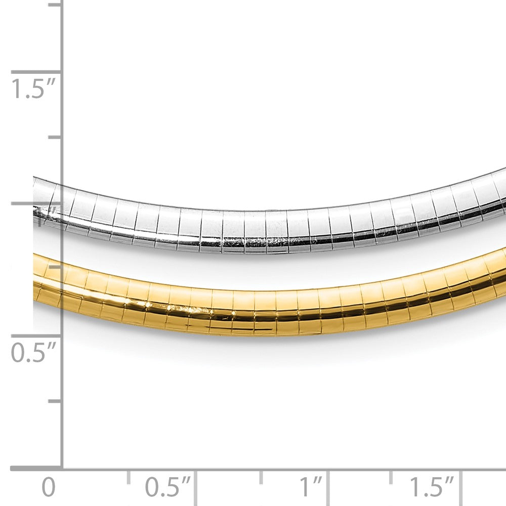 14K Bicolor 4mm Wendbar Weiß & Gelb Gewölbt Omega Halskette